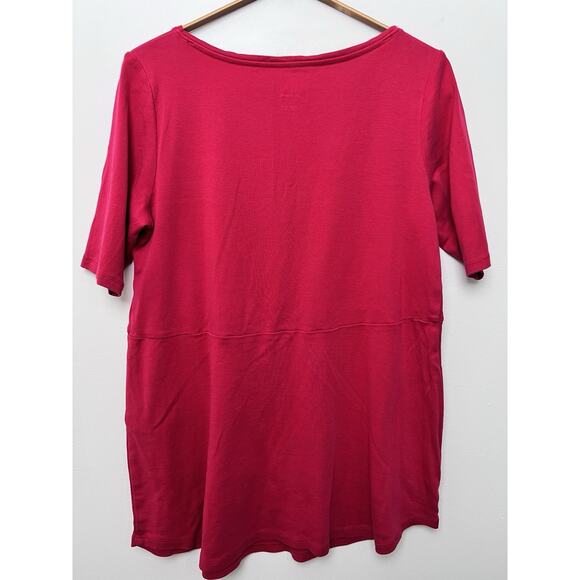 J. Jill Shirttail Tee Shirt Women's Small 100% Pima Cotton Hot Pink Short Sleeve - Picture 2 of 7